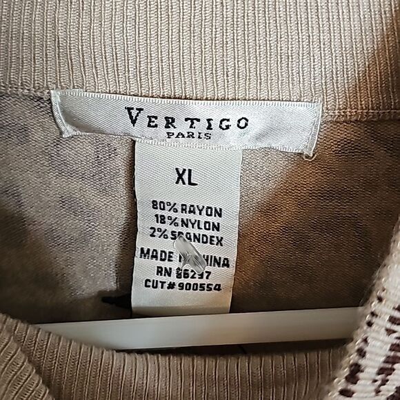 NWT Vertigo Paris XL Jewel Neckline Leopard mockneck sweater - Picture 5 of 8